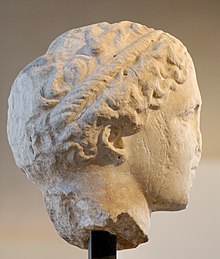 Tête de la statue d'Iris, fronton Ouest du Parthénon. Tête Laborde, Musée du Louvre