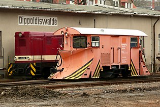 Snowplow of a narrow gauge railway in Saxony, Germany