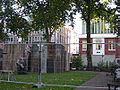 Art installation being set up in front of the gallery in Hoxton Square, London