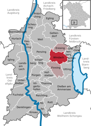 Läget för Windach i Landkreis Landsberg am Lech