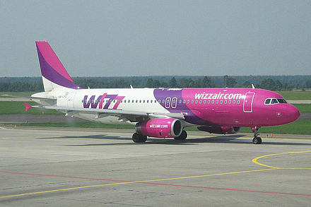 A Wizz Air Airbus A320 at Katowice International Airport.