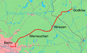 Berlin'den Wriezen'e çizgi bölümünün açıklayıcı görüntüsü