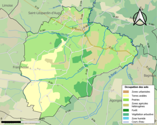 Barevná mapa znázorňující využití půdy.