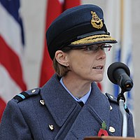 111111-F-FW394-055 Air Commodore Elaine West, Air Officer Assistant Chief of Staff and Air Officer Commanding Directly Administered Units, Headquarters Air Command speaks during a ceremony (cropped).jpg