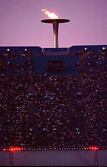 Paralympic Flame alight in Sydney at the 2000 Summer Paralympic Games. 141100 - Paralympic Flame cauldron alight 3 - 3b - 2000 Sydney cauldron photo.jpg