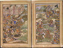 The Battle of Sarnal, 1572, Akbarnama 1572-The Battle of Sarnal Gujarat-Akbarnama.jpg