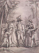 Toussaint Louverture Receiving a Letter from the First Consul, black ink and wash, 1802, Château de Malmaison. It is one of his 69 drawings illustrating the History of France under the Empire of Napoleon the Great.