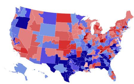 Results shaded according to winners share of vote 1972 House Voteshare.svg