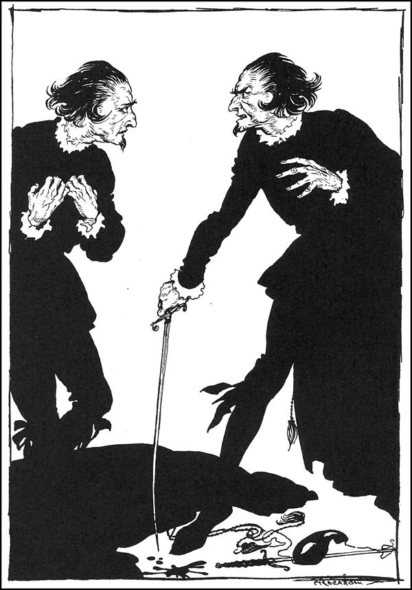 Wilson confronts his "double" in an illustration by Arthur Rackham, 1935