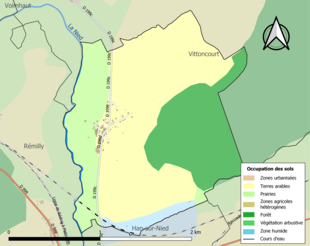 Mapa de colores que muestra el uso de la tierra.