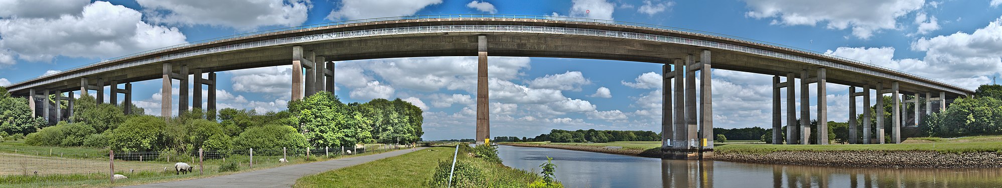 Road bridge over the Hunte river in Oldenburg, Germany.