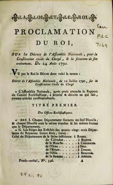 File:ANC, Louis XVI - Proclamation du roi pour la Constitution civile du Clergé, 24 août 1790.png