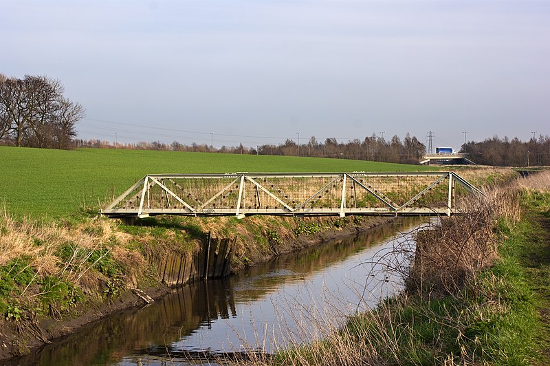 File:A footbridge over Ditton Brook the A5300 crosses in the distance - geograph.org.uk - 2830258.jpg