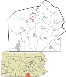 Adams County Pennsylvania aree incorporate e non incorporate Flora Dale evidenziato.svg