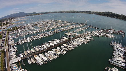 Aerial view of the Sausalito Yacht Harbor