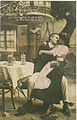 Couleurpostkarte mit Liebesszene und Zitat aus "Alt-Heidelberg", student postcard with love scene and quote from "Alt-Heidelberg" (1907)