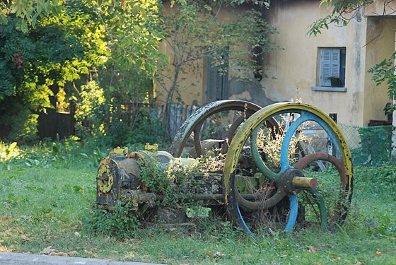 An old gas engine in a village in northern Greece.