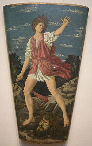 Andrea del castagno, scudo di david con la testa di golia, 1450-55 civarı, 02.JPG