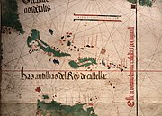 Anonimo portoghese, carta navale per le isole nuovamente trovate in la parte dell'india (de cantino), 1501-02 (bibl