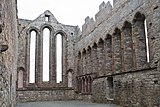 Early English east window and series of nine lancet windows in the south wall of the choir, in the ruined Ardfert Cathedral, County Kerry, Ireland