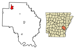 Location of Stuttgart in Arkansas County, Arkansas.