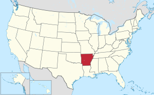 Karte der Vereinigten Staaten mit hervorgehobenem Arkansas