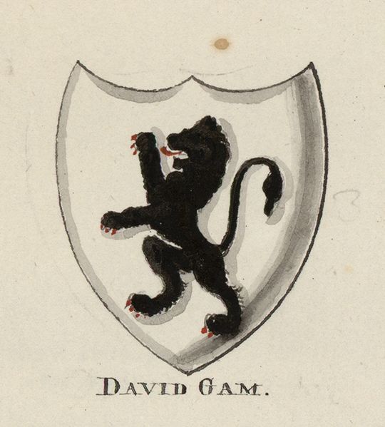 Sir Dafydd Gam's coat of arms; from an extra-illustrated set of A tour in Wales by Thomas Pennant in the National Library of Wales