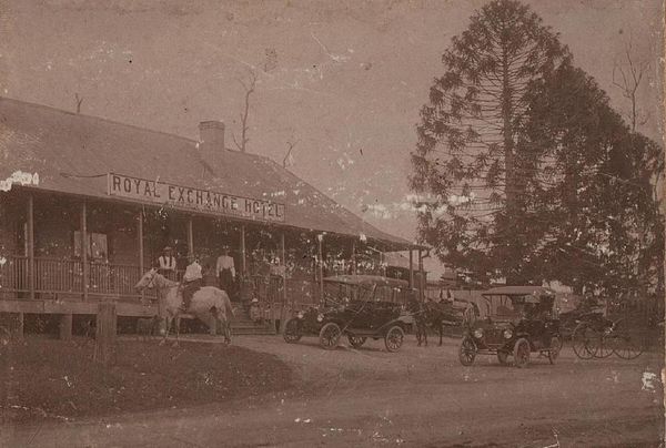 The Royal Exchange Hotel (circa 1925) served as a Cobb & Co pickup point as the coaches did not change horses until Strathpine and "watering hole" for