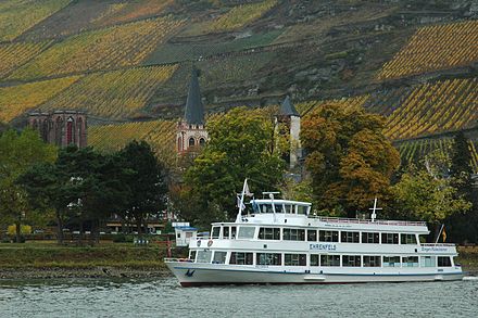 Ferry passing Bacharach