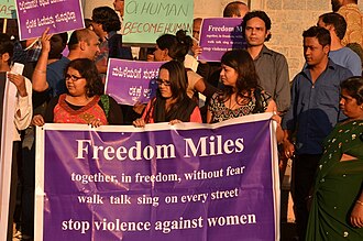 People in Bangalore, India, demanding justice for a student gang-raped in Delhi in 2012 Bangalore protests following Delhi gang-rape (photo - Jim Ankan Deka).jpg