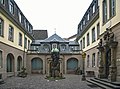 Courtyard of Bartholdi's birth house, now Musée Bartholdi, in Colmar, with sculpture