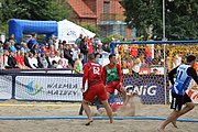 Deutsch: Beachhandball Europameisterschaften 2019 (Beach handball Euro); Tag 3: 4. Juli 2019 – Männer, Hauptrunde Gruppe II, Ungarn-Schweiz 2:0 (26:24, 27:24) English: Beach handball Euro; Day 3: 4 July 2019 – Men Main Round Group II – Hungary-Switzerland 2:0 (26:24, 27:24)