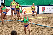 Deutsch: Beachhandball Europameisterschaften 2019 (Beach handball Euro); Tag 4: 5. Juli 2019 – Frauen, Viertelfinale, Kroatien-Ukraine 2:0 (21:20, 21:18) English: Beach handball Euro; Day 4: 5 July 2019 – Quarter Final Women – Croatia-Ukraine 2:0 (21:20, 21:18)