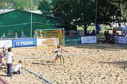 Deutsch: Beachhandball Europameisterschaften 2019 (Beach handball Euro); Tag 4: 5. Juli 2019 – Frauen, Viertelfinale, Niederlande-Griechenland 2:1 (25:12, 18:24, 7:6) English: Beach handball Euro; Day 4: 5 July 2019 – Quarter Final Women – Netherlands-Greece 2:1 (25:12, 18:24, 7:6)