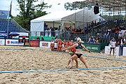 Deutsch: Beachhandball Europameisterschaften 2019 (Beach handball Euro); Tag 5: 6. Juli 2019 – Frauen, Halbfinale, Kroatien-Dänemark 1:2 (12:19, 17:10, 4:7) English: Beach handball Euro; Day 5: 6 July 2019 – Semifinal Men – Croatia-Denmark 1:2 (12:19, 17:10, 4:7)