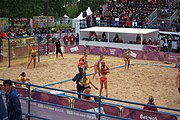 Deutsch: Beachhandball bei den Olympischen Jugendspielen 2018; Tag 5, 10. November 2018; Mädchen, Hauptrunde - Kroatien-Argentinien 1:2 English: Beach handball at the 2018 Summer Youth Olympics at 11 October 2018 – Girls Main Round – Croatia-Argentina 1:2