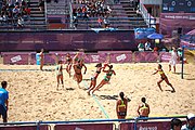 Deutsch: Beachhandball bei den Olympischen Jugendspielen 2018; Tag 4, 10. Oktober 2018; Mädchen, Vorrunde, Gruppe A - Ungarn-Chinese Taipei (Taiwan) 2:0 English: Beach handball at the 2018 Summer Youth Olympics at 10 October 2018 – Girls Preliminary Round Group A‎ – Hungary-Chinese Taipei 2:0