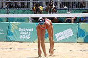 Deutsch: Beachvolleyball bei den Olympischen Jugendspielen 2018; Tag 11, 17. Oktober 2018; Mädchen, Finale – Italien (Claudia Scampoli & Nicol Bertozzi)- Russland (Maria Woronina & Maria Botscharow) 0:2 (19–21/19–21) English: Beach volleyball at the 2018 Summer Youth Olympics at 17 October 2018 – Girls Final – Italy (Claudia Scampoli & Nicol Bertozzi) - Russia (Maria Voronina & Maria Bocharova) 0:2 (19–21/19–21)