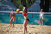 Deutsch: Beachvolleyball bei den Olympischen Jugendspielen 2018; Tag 8, 14. Oktober 2018; Mädchen, Achtelfinale – Bolivien-Puerto Rico 0:2 (18–21/18–21 ) English: Beach volleyball at the 2018 Summer Youth Olympics at 14 October 2018 – Girls Round of 16 – Bolivia-Puerto Rico 0:2 (18–21/18–21 )