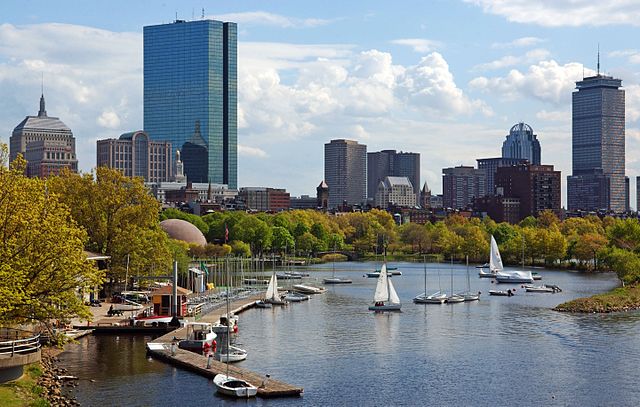 Boston's Back Bay neighborhood is situated along the tree-lined esplanade of the Charles River.