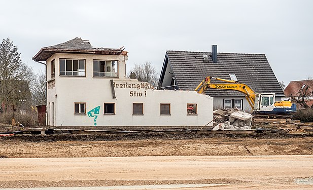 Demolition of a signal box building