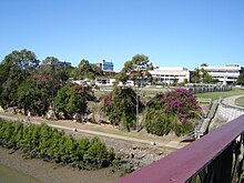 View of Bundaberg town centre from the Burnett River bridge.