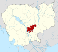 磅湛省在柬埔寨的位置。
