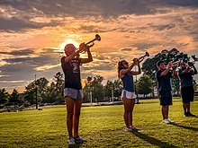 Sound of the Sandhills Marching Band during pre-season training Campbell University Sound of the Sandhills.jpg