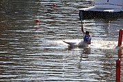 Deutsch: Kanusport bei den Olympischen Jugendspielen 2018; Tag 10, 16. Oktober 2018; Finale Jungen Einer-Kajak-Slalom: Lan Tominc (Slowenien, Gold) - Guan Changheng (China, Silber) - Tom Bouchardon (Frankreich, Bronze) English: Canoeing at the 2018 Summer Youth Olympics at 16 October 2018 – Boys' K1 slalom Gold Medal Race: Lan Tominc (Slovenia, gold) - Guan Changheng (China, silver) - Tom Bouchardon (France, bronze)