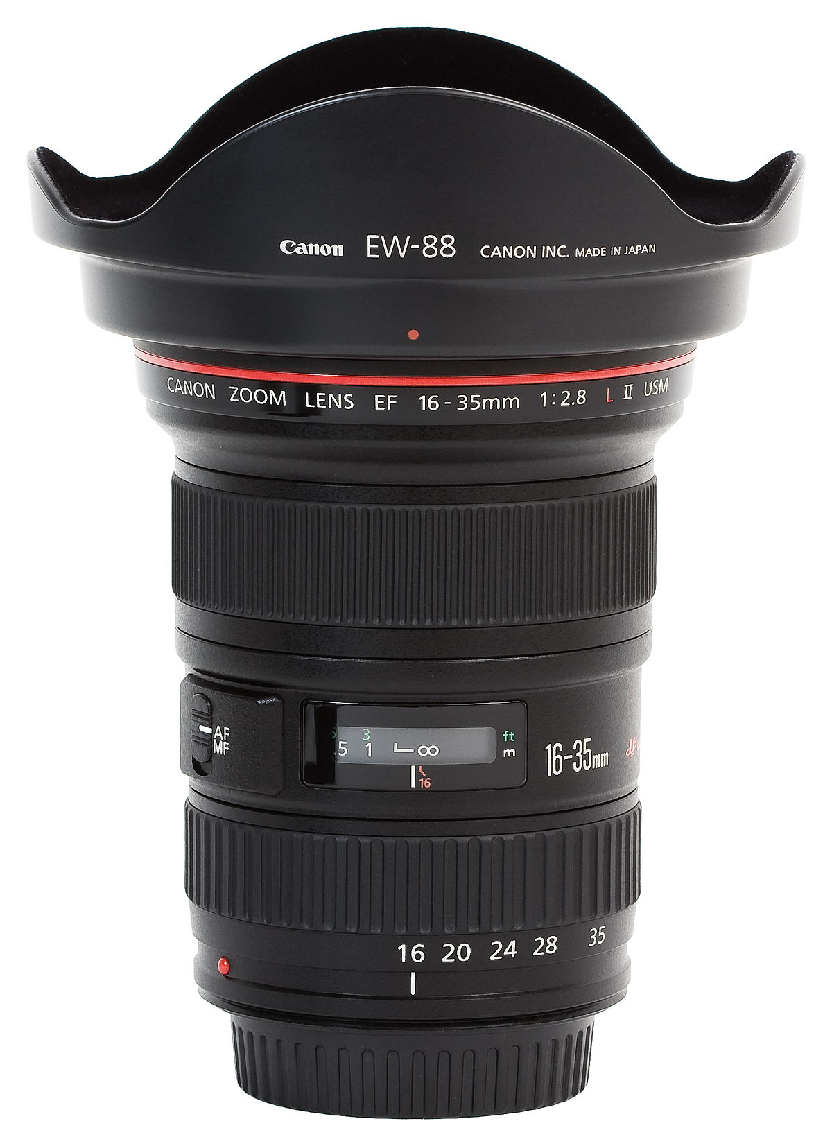 File:Canon EF 16-35mm f2.8L USM II Hooded.jpg - Wikimedia Commons