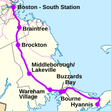 The CapeFLYER route for the 2019 season CapeFLYER 2019 map.svg