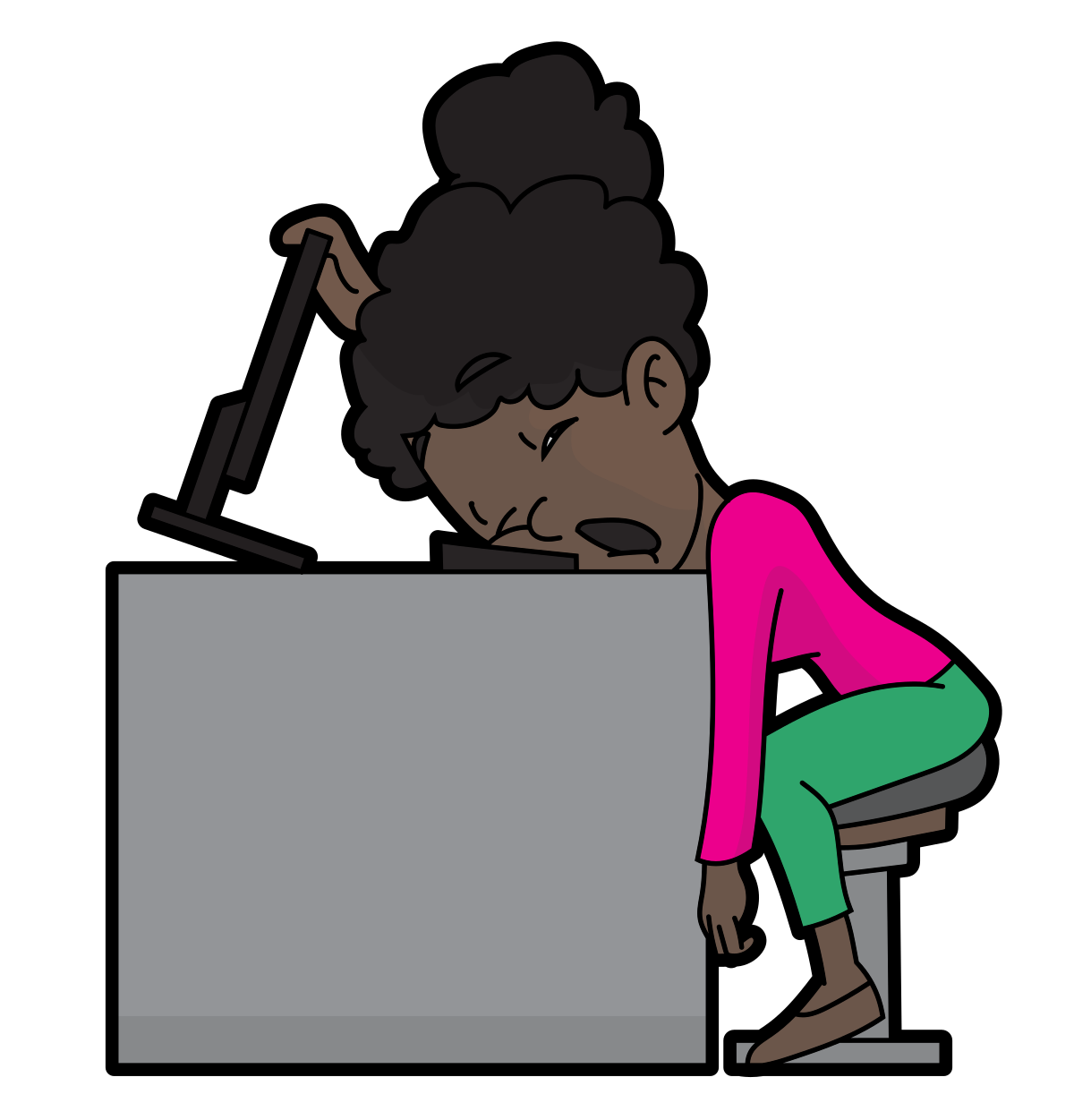 File Cartoon Black Woman Sleeping At Work Svg Wikimedia Commons