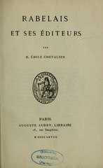 Henri-Émile Chevalier, Rabelais et ses éditeurs, 1868    