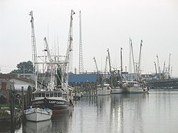 Fishing boats along the waterfront in Chincoteague